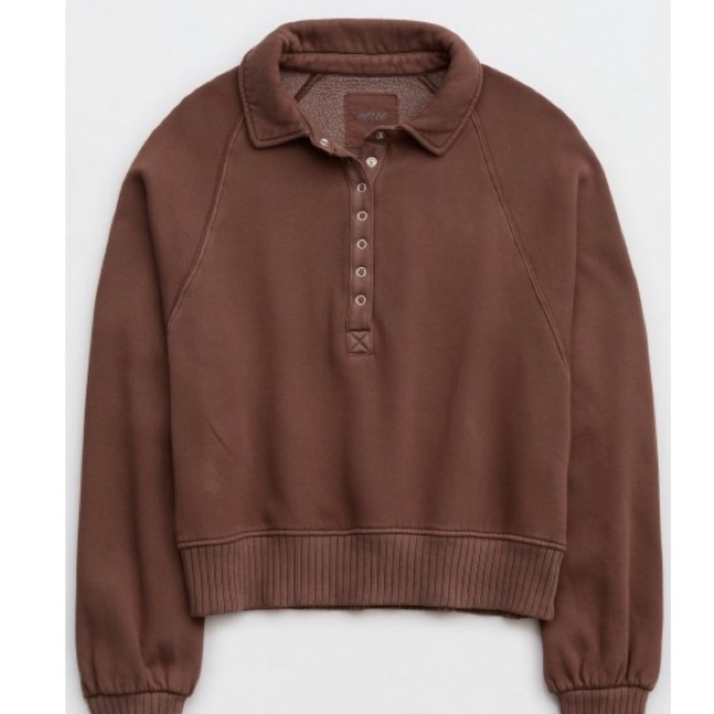 XL- AERIE QUARTER-SNAP SWEATSHIRT